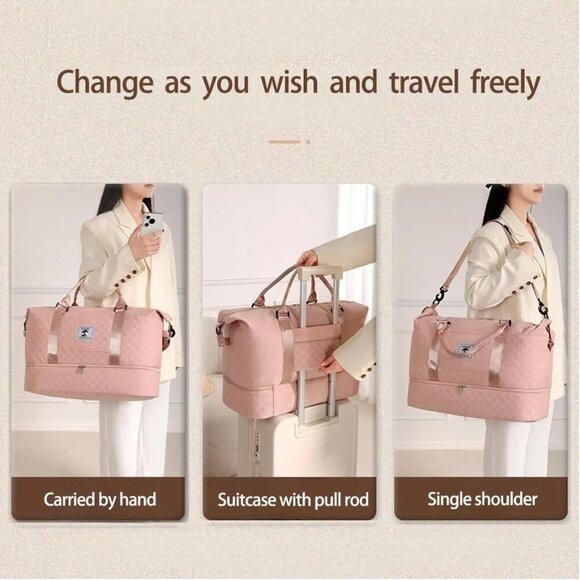 Travel Duffle Bag with Shoe Compartment, Large Weekender Tote for Women,Carry on - Picture 3 of 6